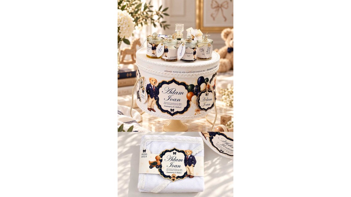 Set Prima Băiță după Botez Băiat – Paddington Bear London, stil Ralph Lauren 11